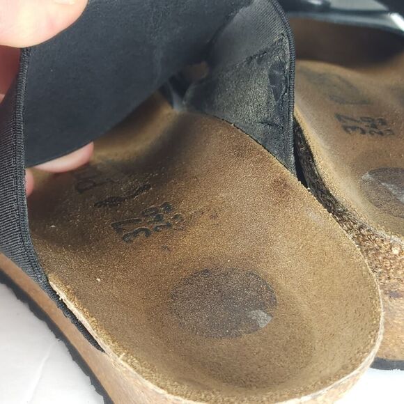 Birkenstock Papillio Women's Della US6 EU37 Black Leather Slip On Wedge Sandals - Picture 13 of 16